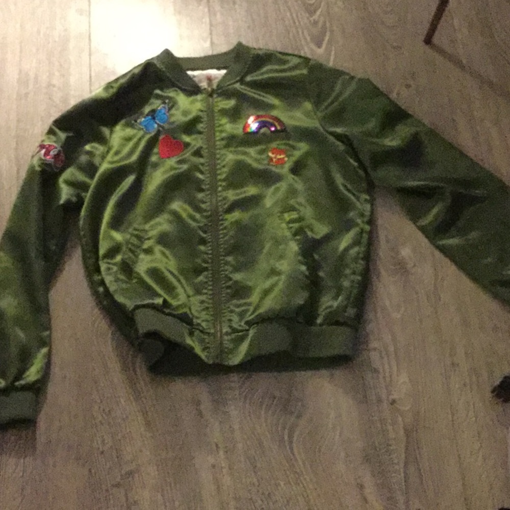 Camp green faux silk sweater